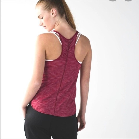 Lululemon What The Sport Singlet II in Heathered Cranberry 6 - Picture 1 of 7
